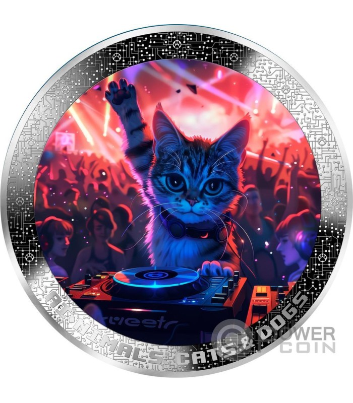 DJ CAT AI-NIMALS 1 Oz Silver Coin 1000 Francs Cameroon 2025