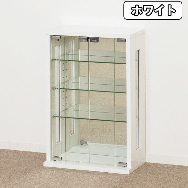 送料無料卓上コレクションケース縦型/ホワイト(後面ミラー,鏡,前面