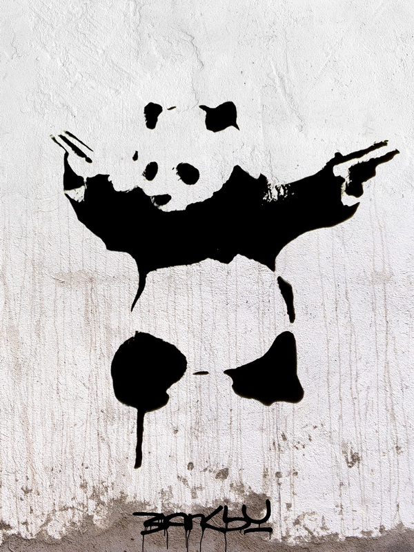 バンクシー アートフレーム Banksy ポスター パンダ 拳銃 アート
