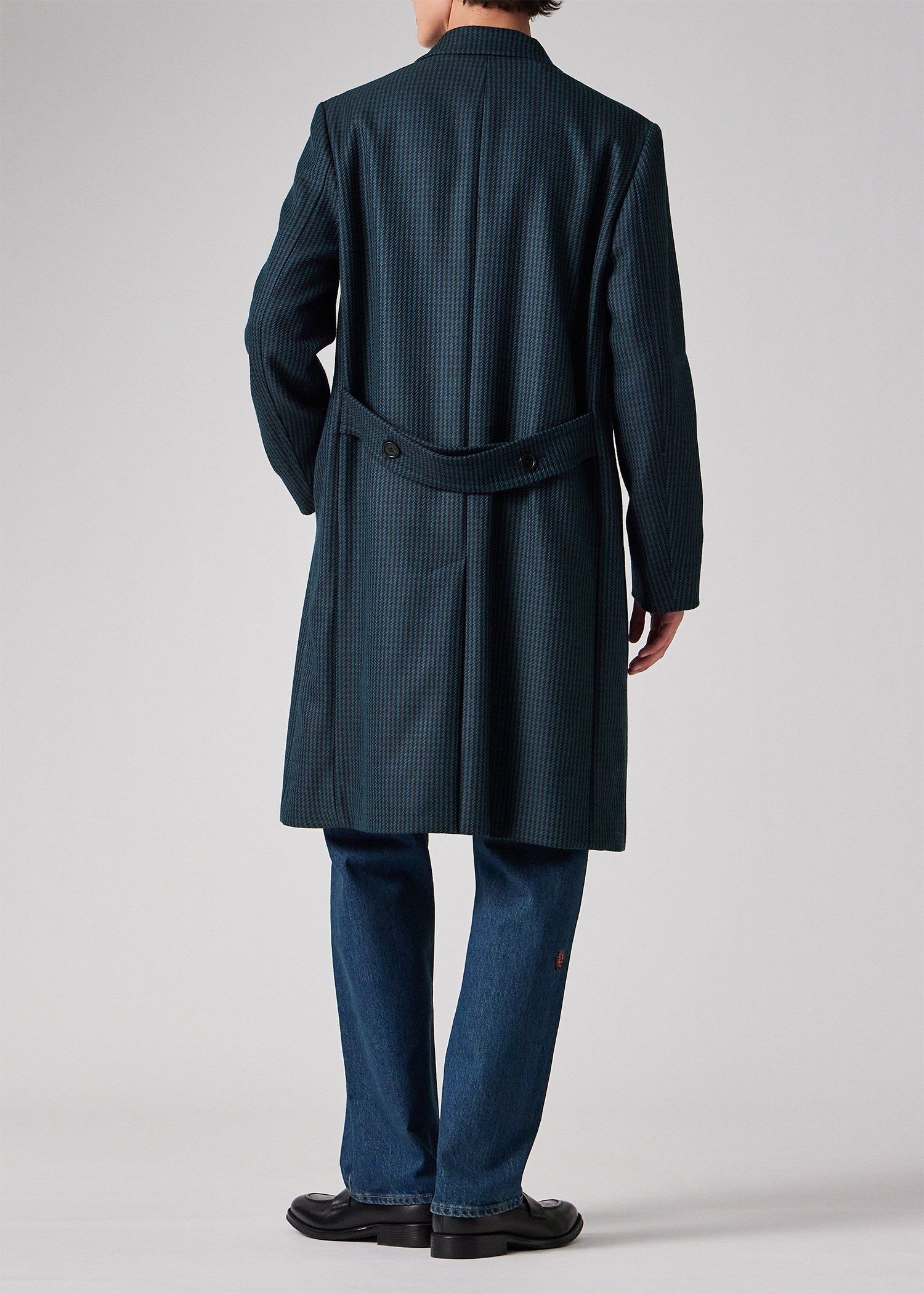 クラシックチェック バックベルト チェスターコート（ネイビー