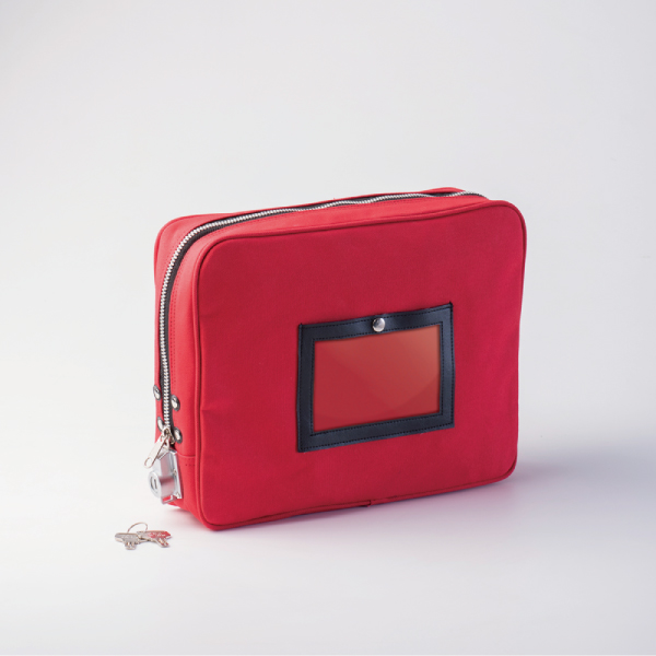 事務用品 鍵付きセキュリティポーチ A4用 レッド ヒサゴ