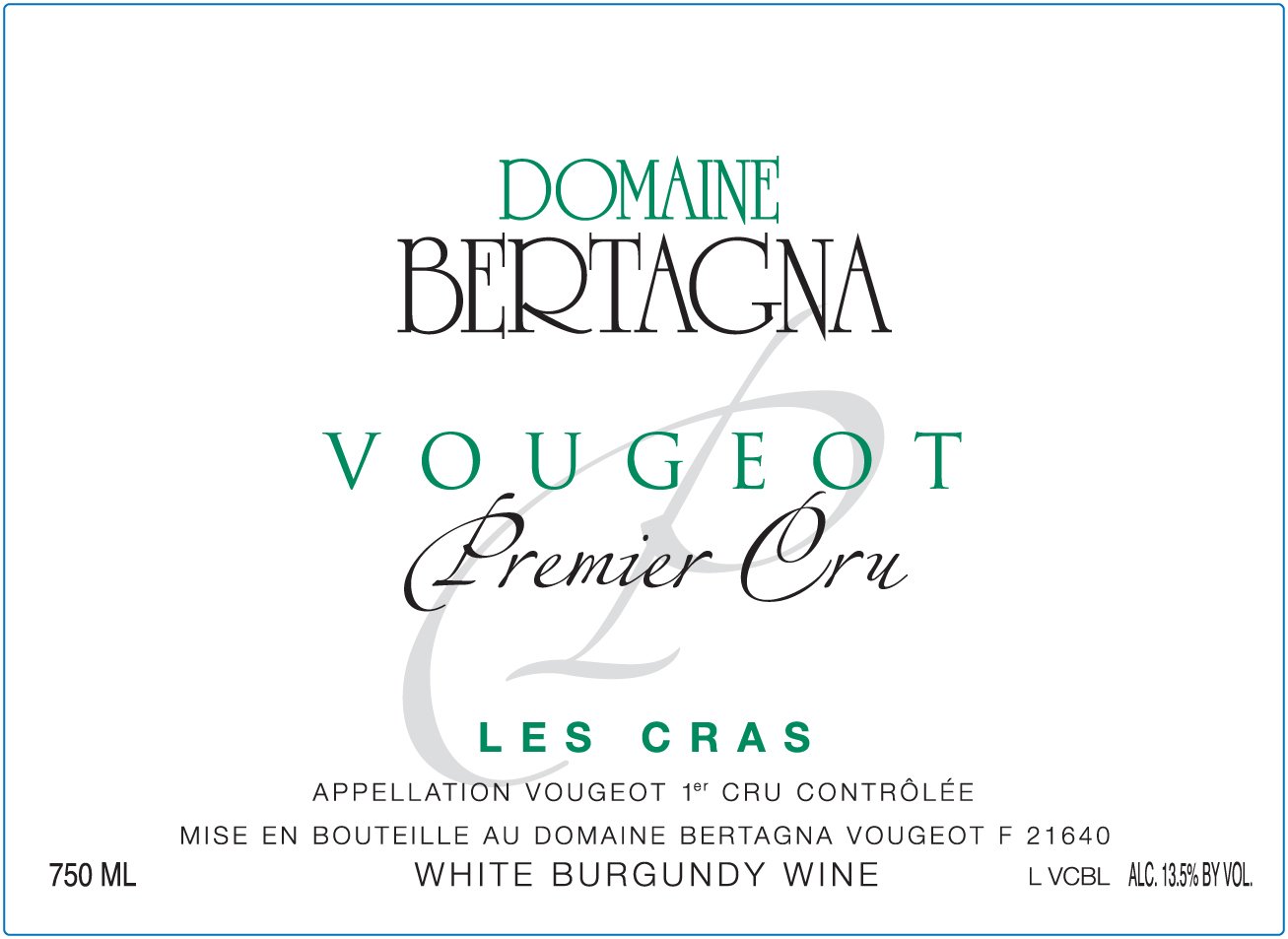 Domaine Bertagna - Vougeot Blanc 1er Cru Les Cras