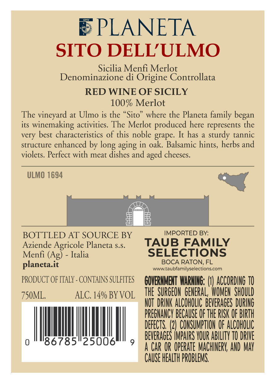 Planeta - Sito Dell'Ulmo Single Vineyard Merlot, Sicilia Menfi DOC