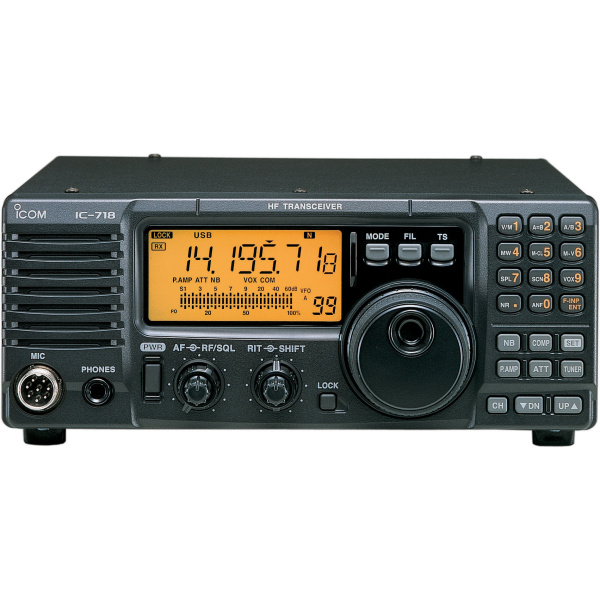 Icom IC-718 HF transceiver 100W HF amateur radio bands 1.8-30 MHz