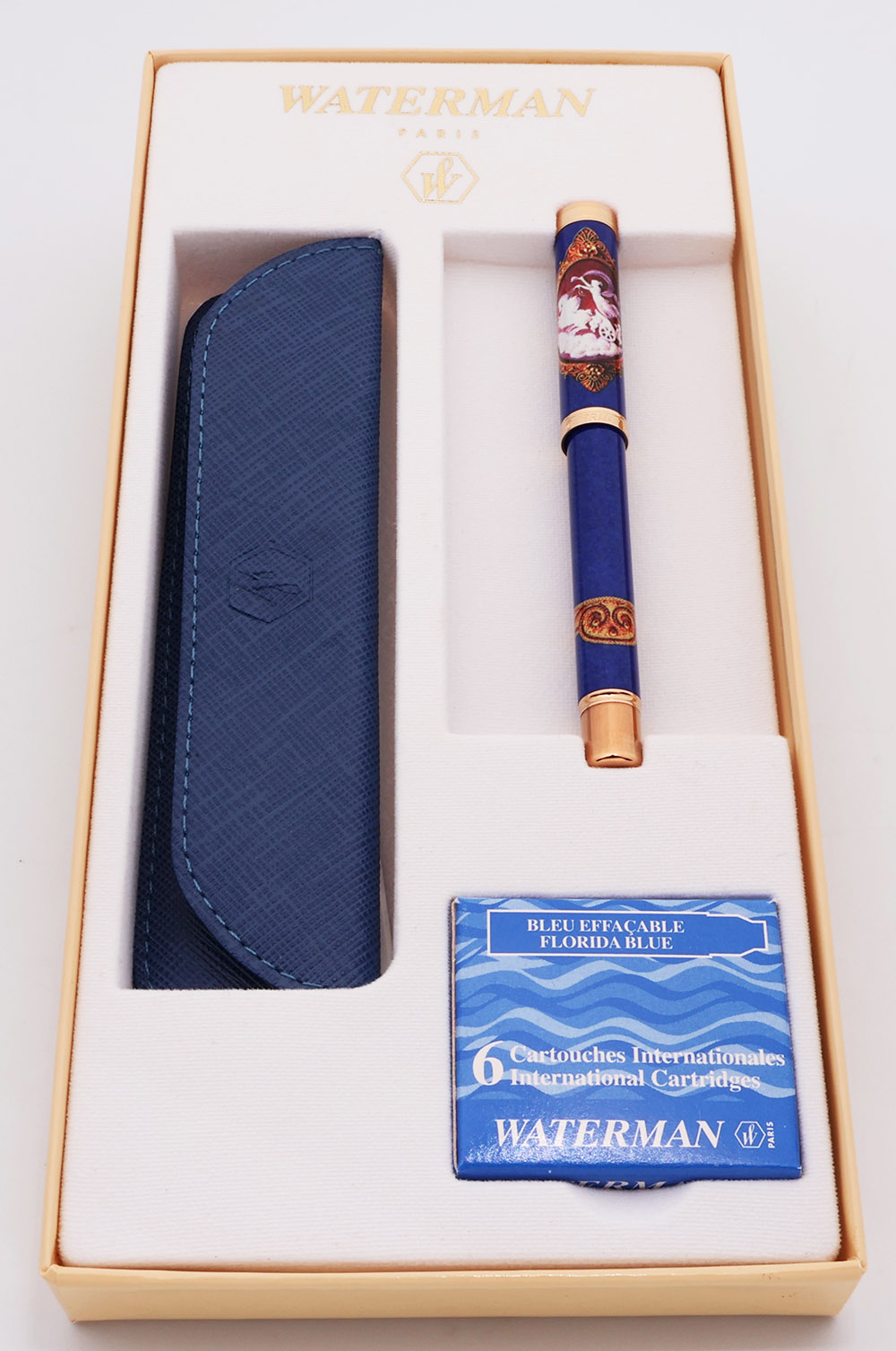 Waterman Anastasia Fountain Pen (1990s) - Blue w Cameo Design