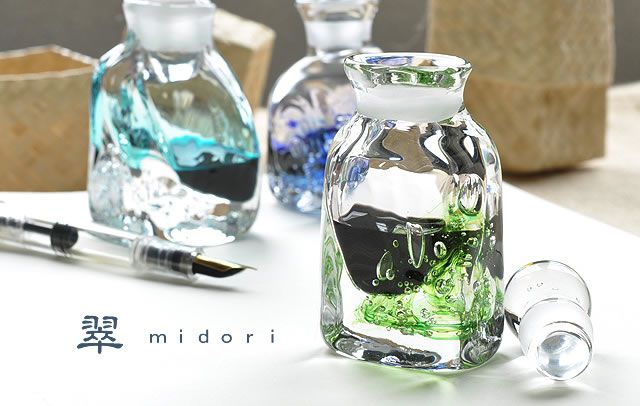 即日出荷OK】Pent〈ペント〉 インク壺by色工房 渓流 レクタングル 翠