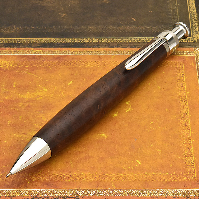 工房 楔 ココボロ 瘤 杢 ペンシル 楔 木軸 シャーペン 固定式口金 付き