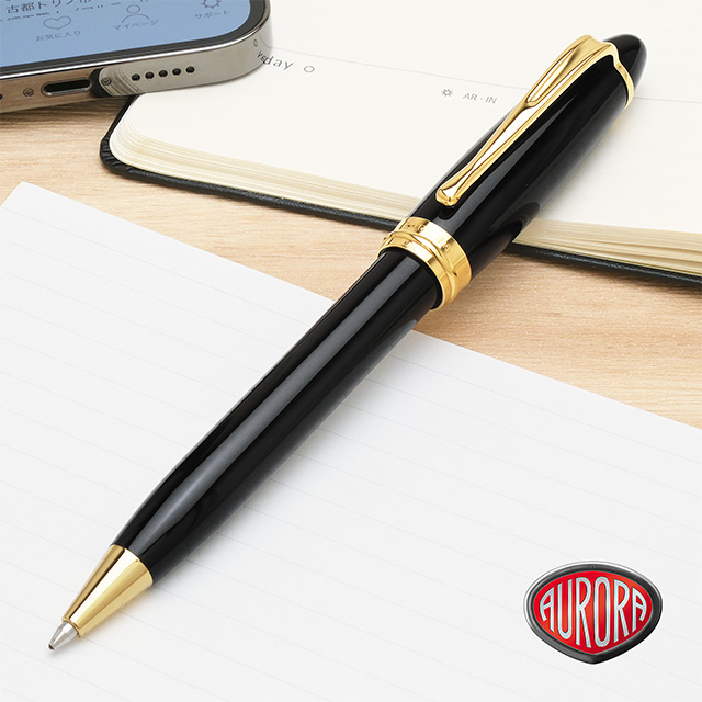 AURORA アウロラ ボールペン イプシロン シルバーキャップ ブラック
