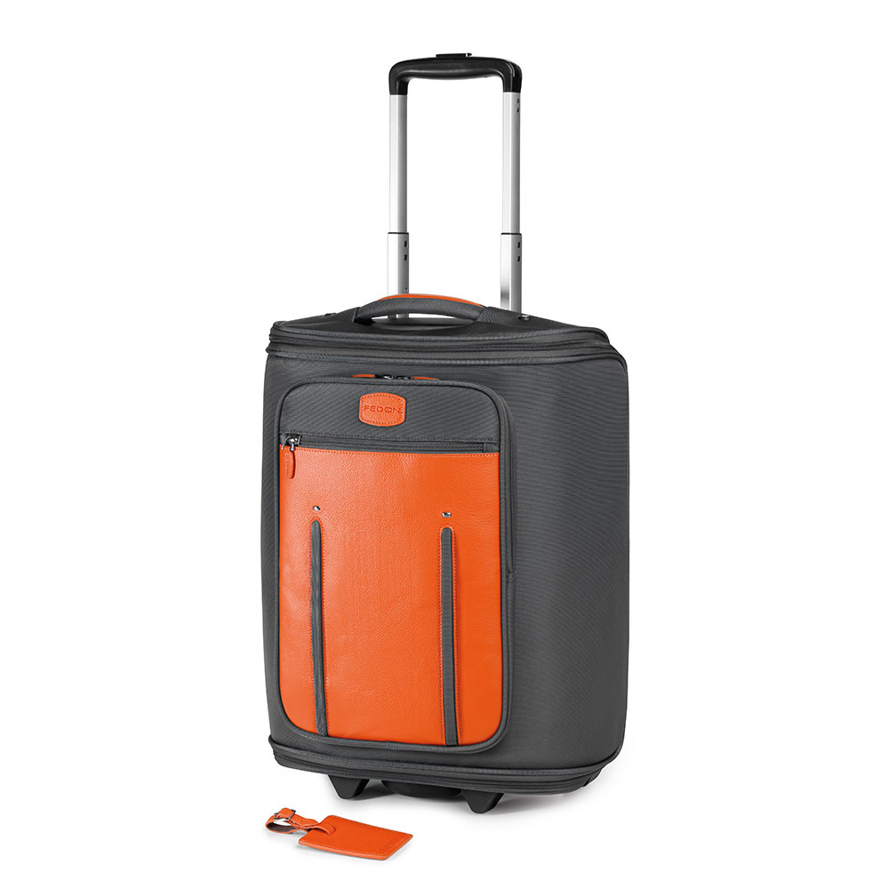 Fedon 1919 Travel WEB-MARCO-POLO Trolley Suitcase - Orange/Grey