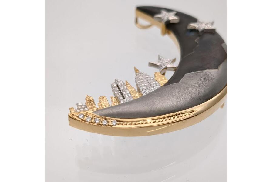 石川暢子 ブローチ ペンダントトップ 三日月 K18 Pt900 22g