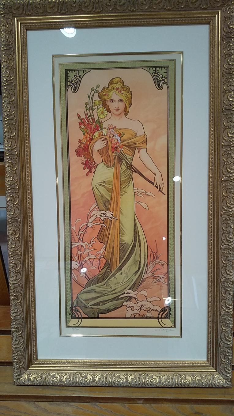 ミュシャ 「四季（冬）」 絵画 シルクスクリーン版画 インテリア 90cm