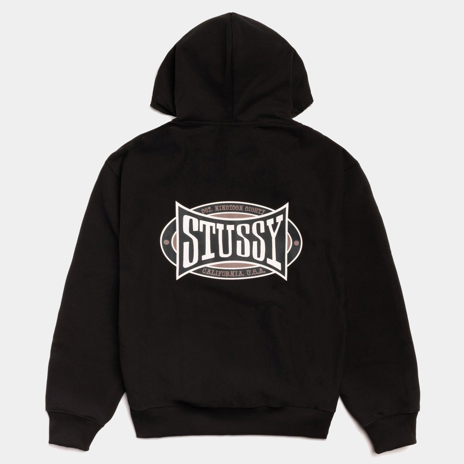 STUSSY CHAMPION OVAL ZIP HOODIE - BLACK - PLA Skateboarding