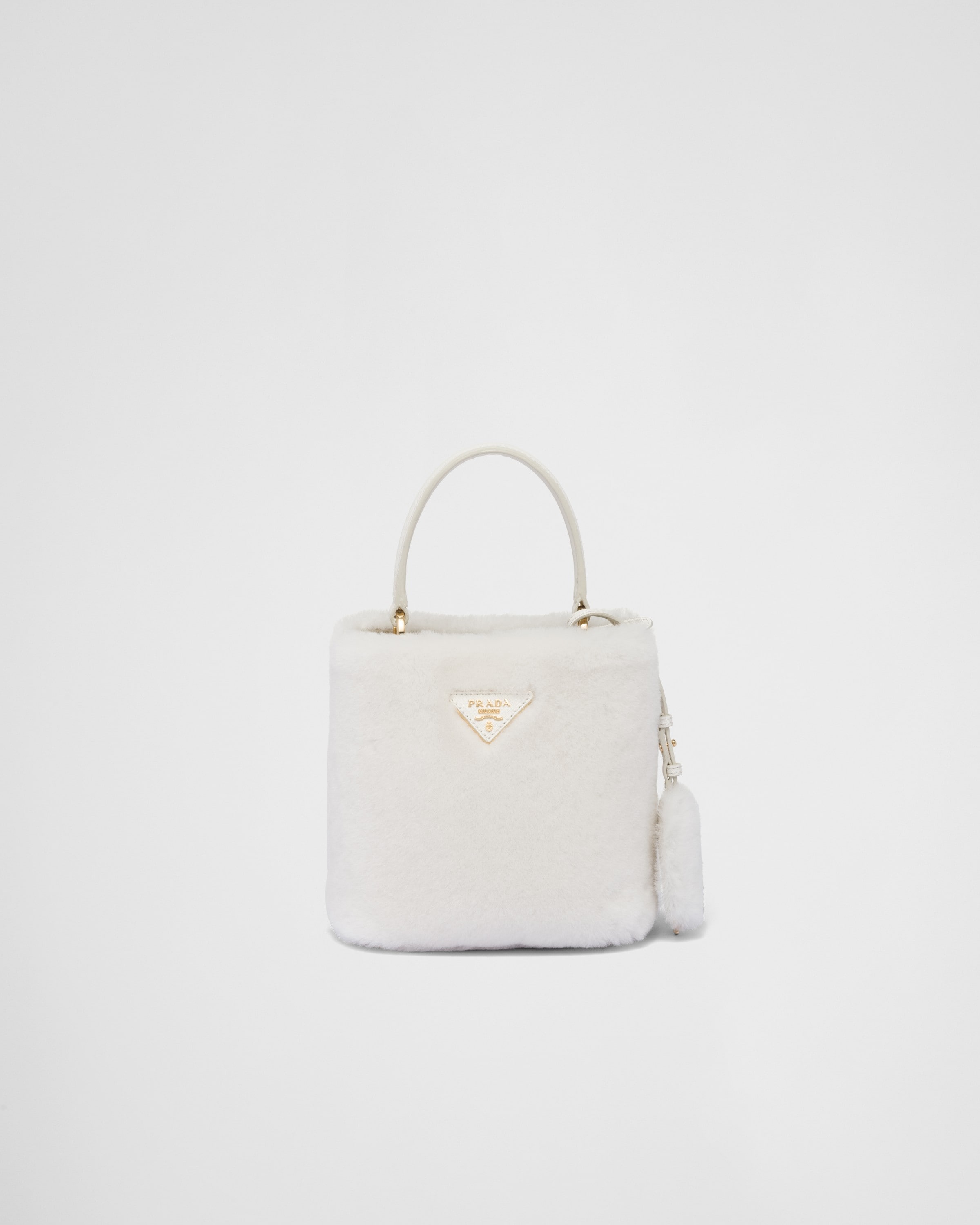 White Prada Panier Mini Shearling Bag | PRADA