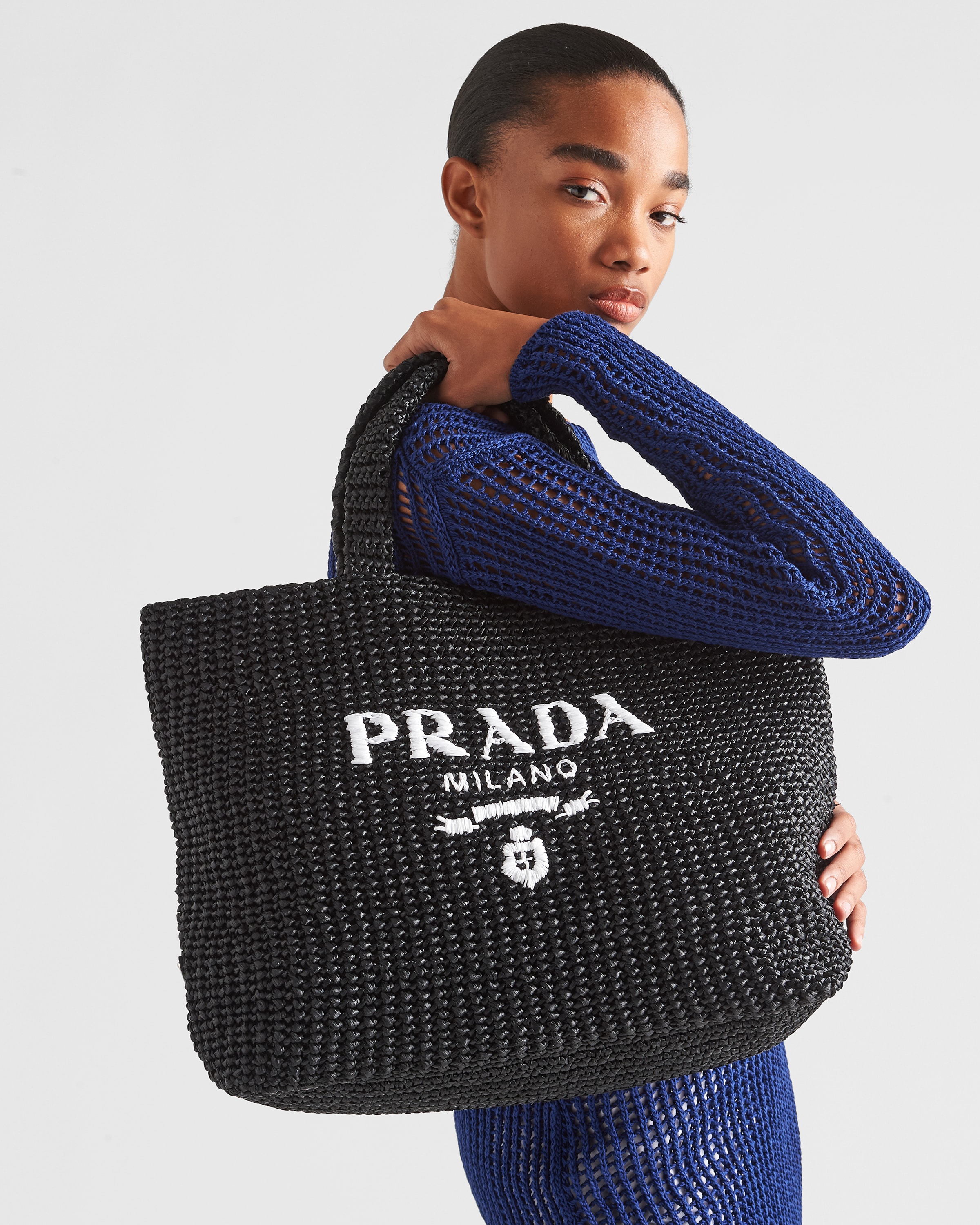 ブラック クロシェ トートバッグ | PRADA