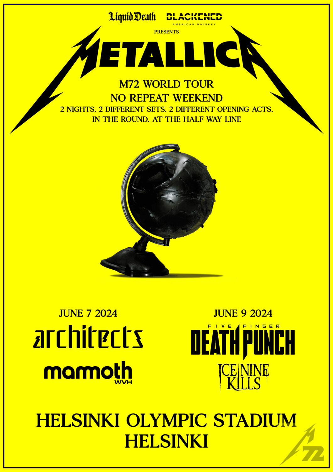 METALLICA 2023/2024 M72 World Tour HELSINKI Poster