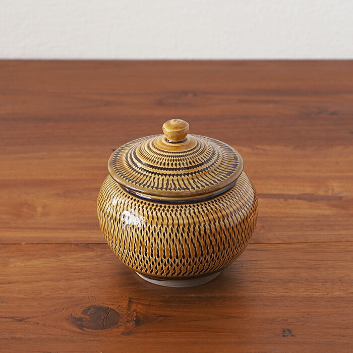 3月3日12:30再販】☆小鹿田焼 小袋窯 2合壺 飴釉飛びかんな | 食器と