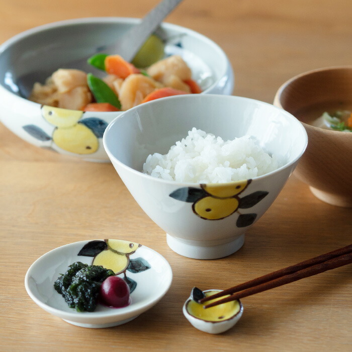 徳永遊心窯 色絵みかん 飯碗三角 大 | 食器と料理道具の専門店「プロ