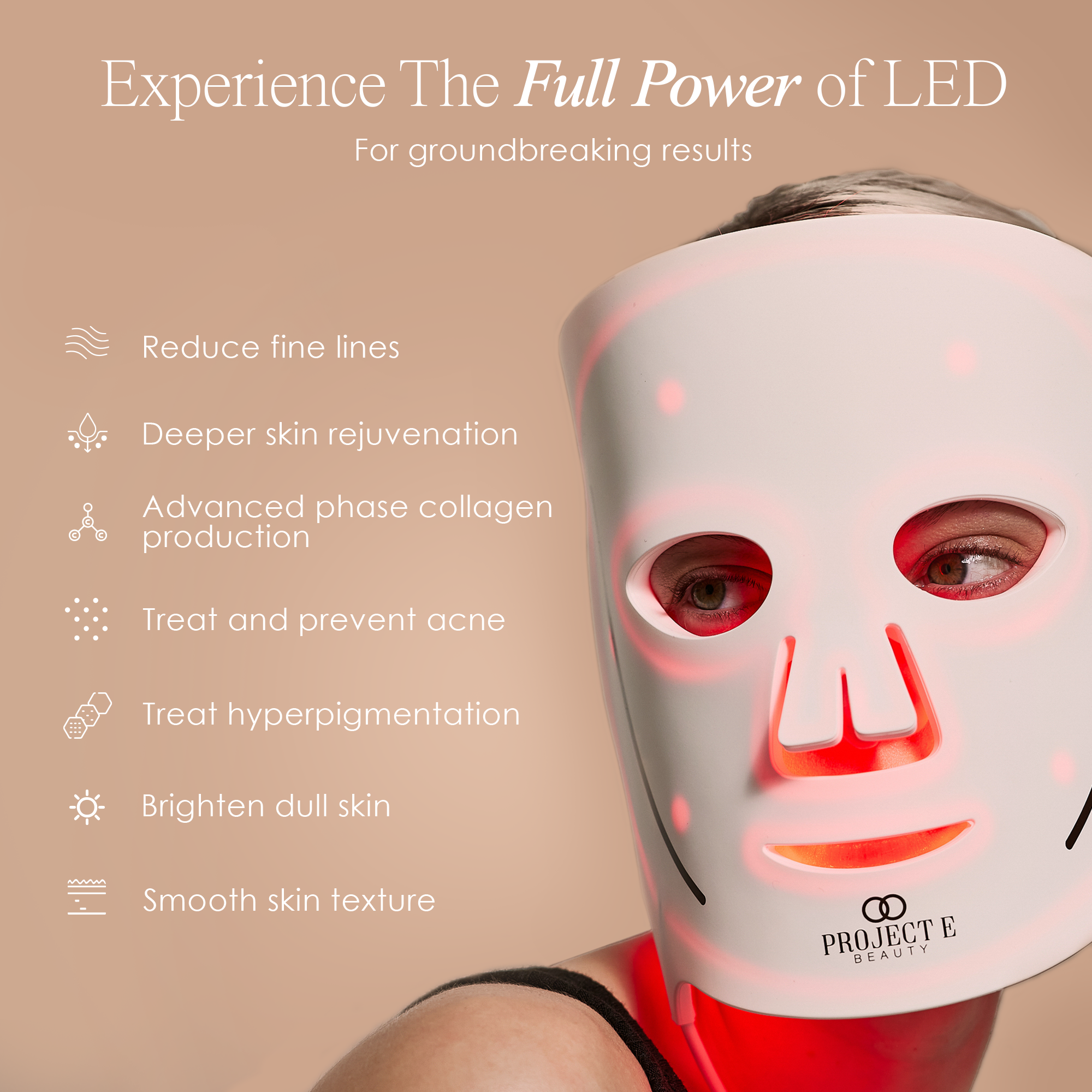 LumaLux Face | Pro LED Red Light Therapy Mask | Project E Beauty