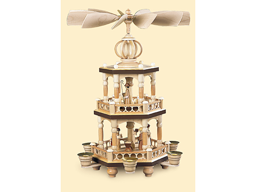 クリスマスピラミッド キリスト誕生 3段 高さ55 cm ナチュラル ティー