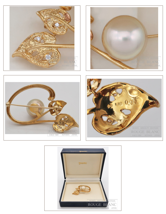 タサキ ブローチ パール×ダイヤモンド 真珠 K18YG 【中古】 Tasaki