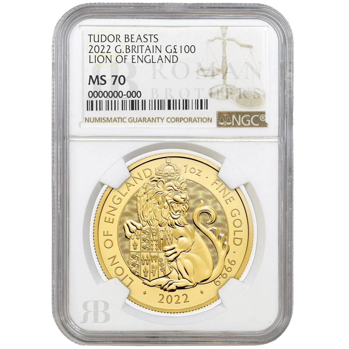 Tudor Beast 2022 Lion Of England Graded from MS68+ - Roman Brothers