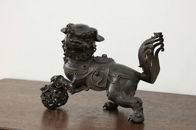 w148 美術工芸 飛雲閣銘 銅製 三足 獅子香炉 香炉 獅子摘 中国