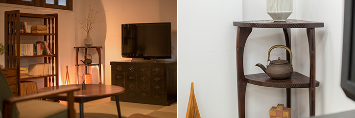 昭和レトロ 木製コールキャビネット コーナーラック 飾り棚 古家具