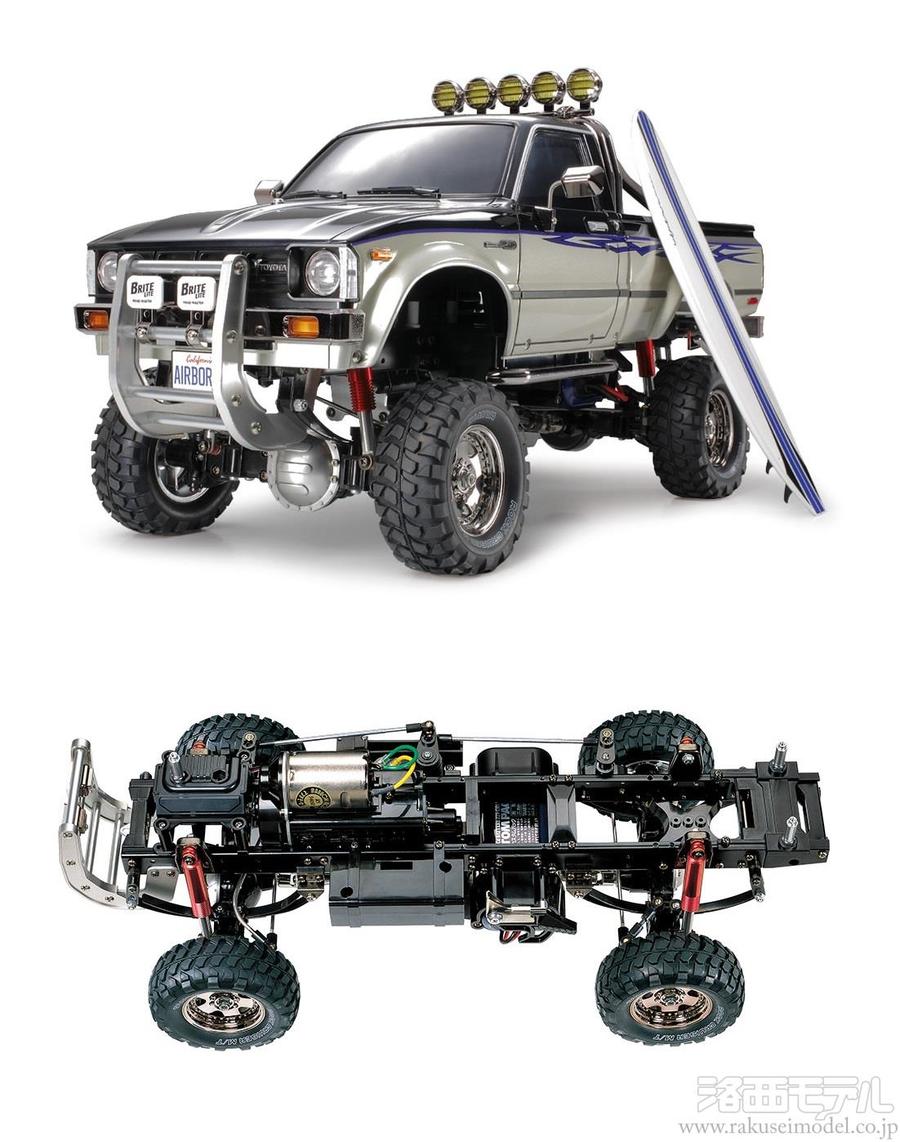 タミヤ 1/10RC トヨタハイラックスハイリフトサーフボード付き未組立