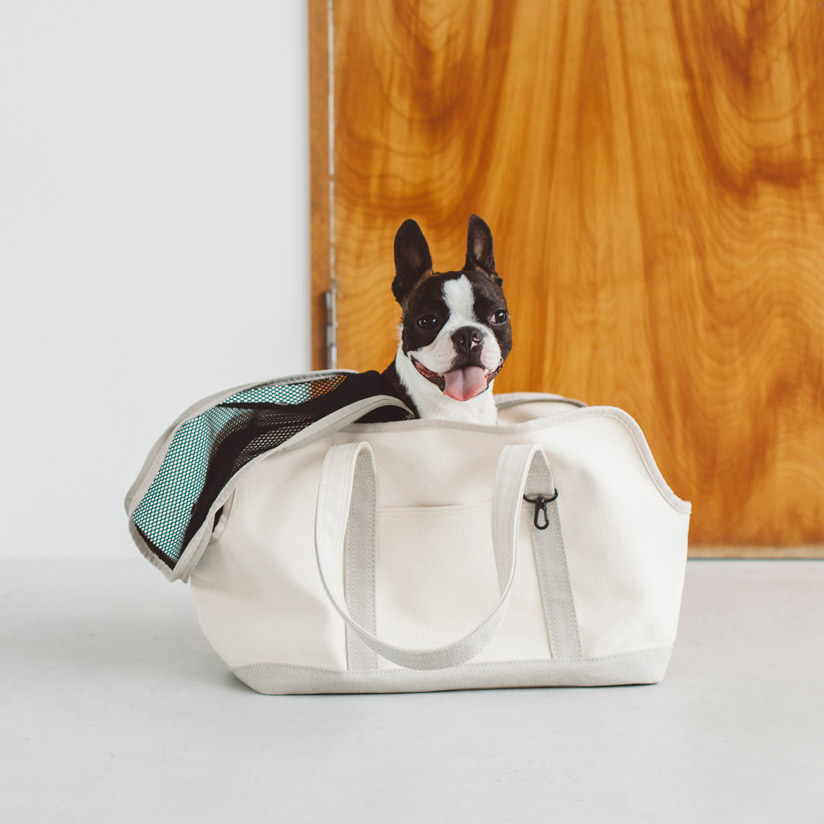 Free stitch ホワイトキャンバス 犬用 キャリーバッグ Free stitch ホワイトキャンバス 犬用 キャリーバッグ