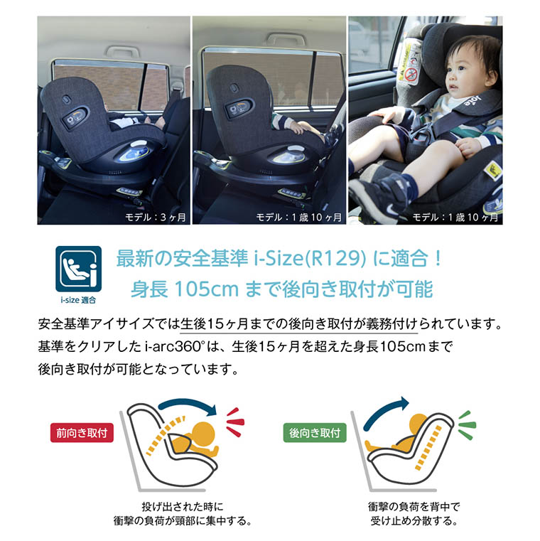joie チャイルドシート アイアーク360°【isofix】幌付きで車内への