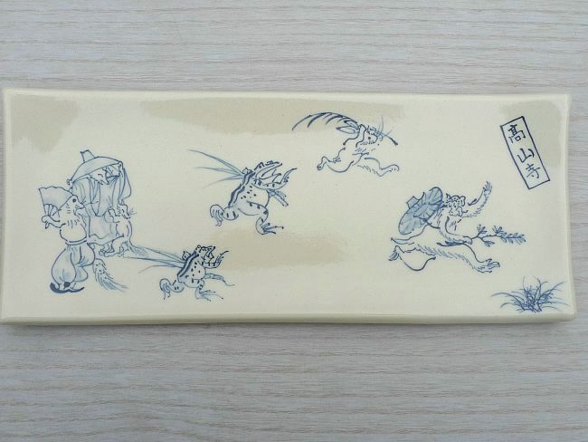 鳥獣戯画長角皿 陶仙 H柄 - 京焼清水焼 松韻堂