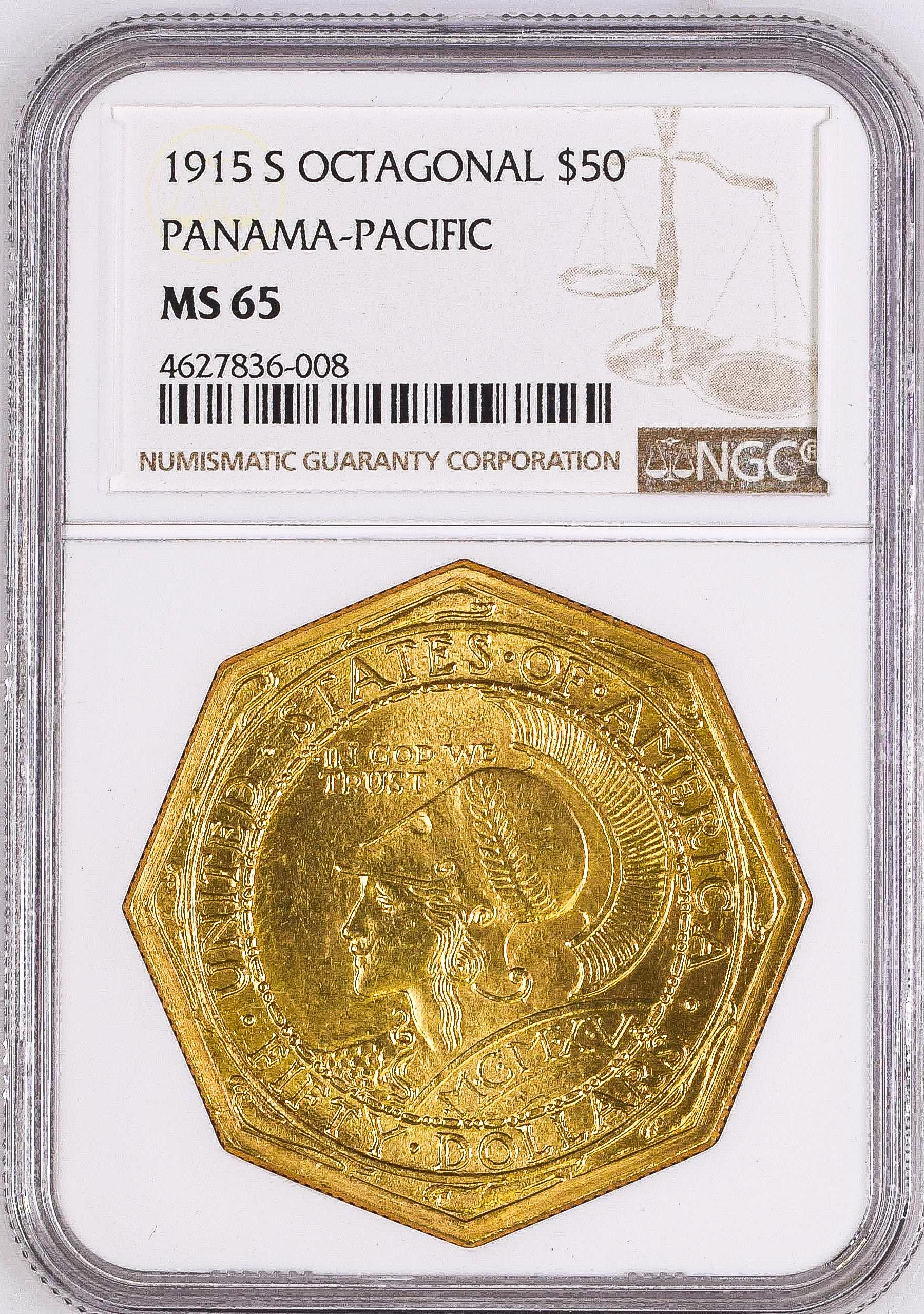 1915-S GOLD $50, PAN-PAC OCTAGONAL | Rare Coin Wholesalers, a S.L.