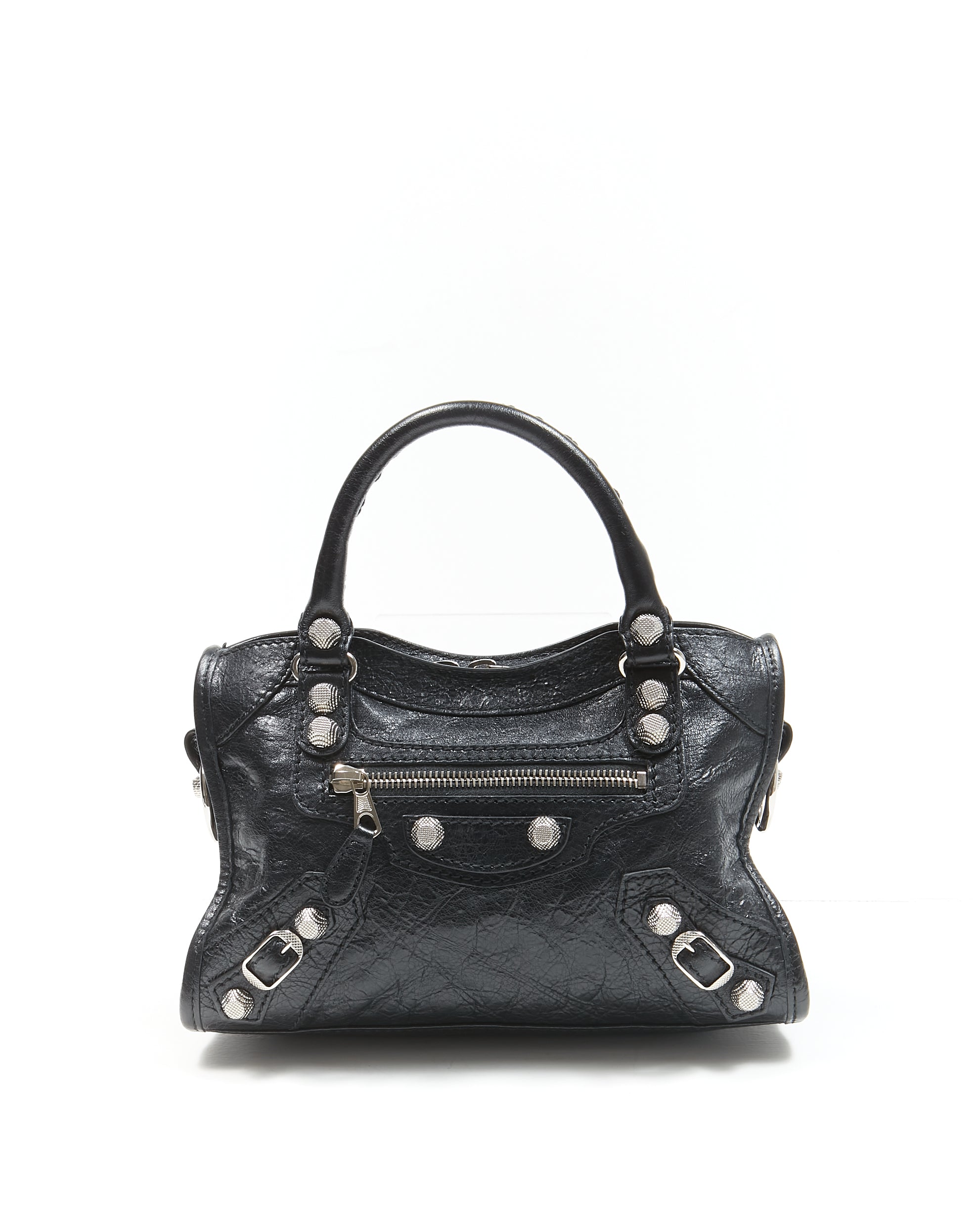 Explore a Balenciaga Black Crinkle Leather Motocross Giant 12 Mini