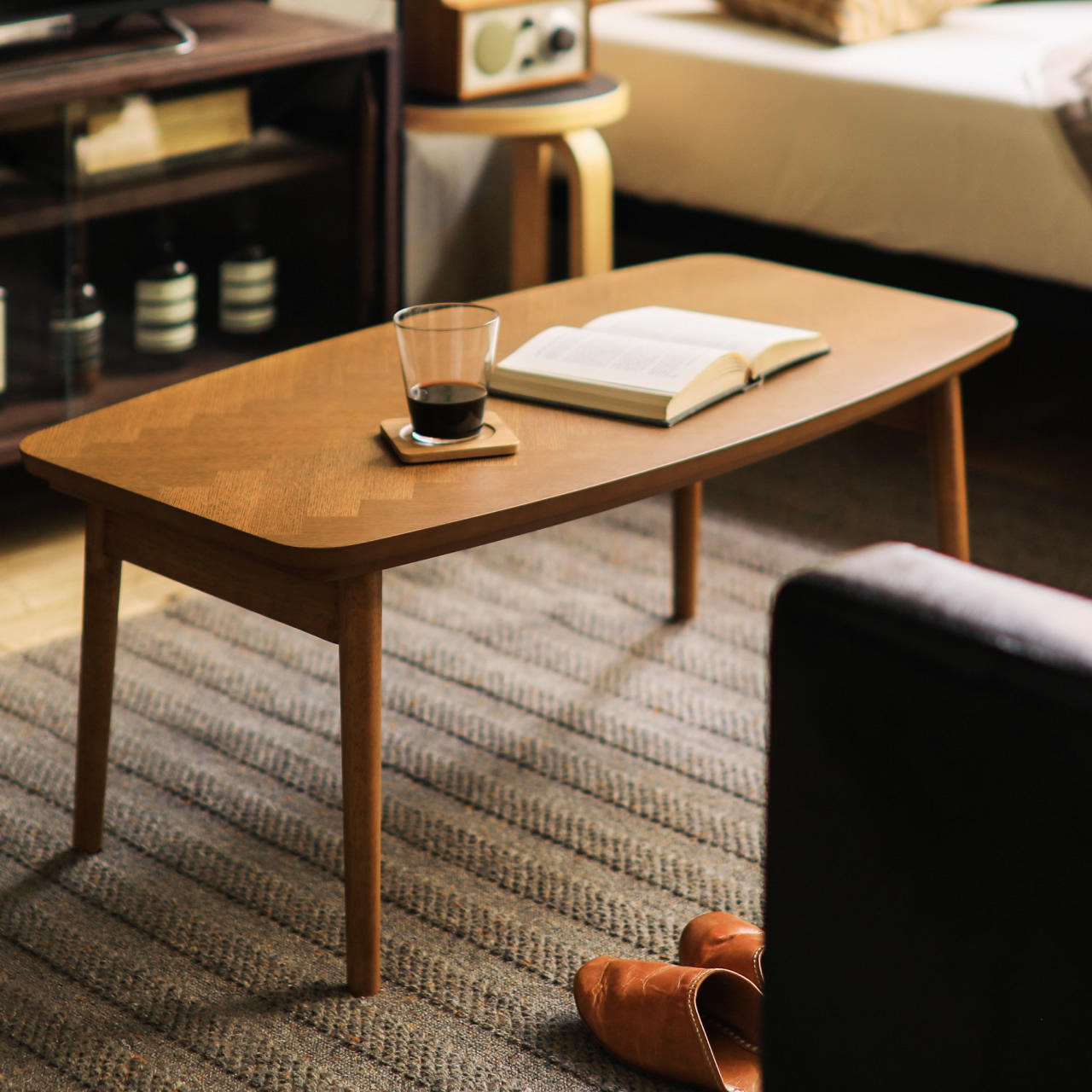 折りたたみこたつテーブル LUKE ヘリンボーン 長方形 幅90cmタイプ