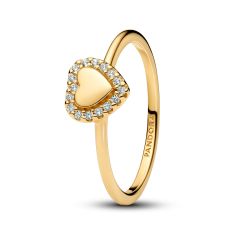Pandora Engravable Heart Halo Gold-Plated Ring | REEDS Jewelers