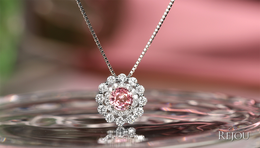 非加熱パパラチアサファイア 0.5ct ダイヤモンド 0.5ct プラチナ