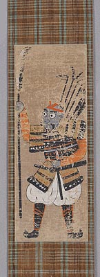 模写大津絵、長刀弁慶、額付き 模写大津絵、長刀弁慶、額付き