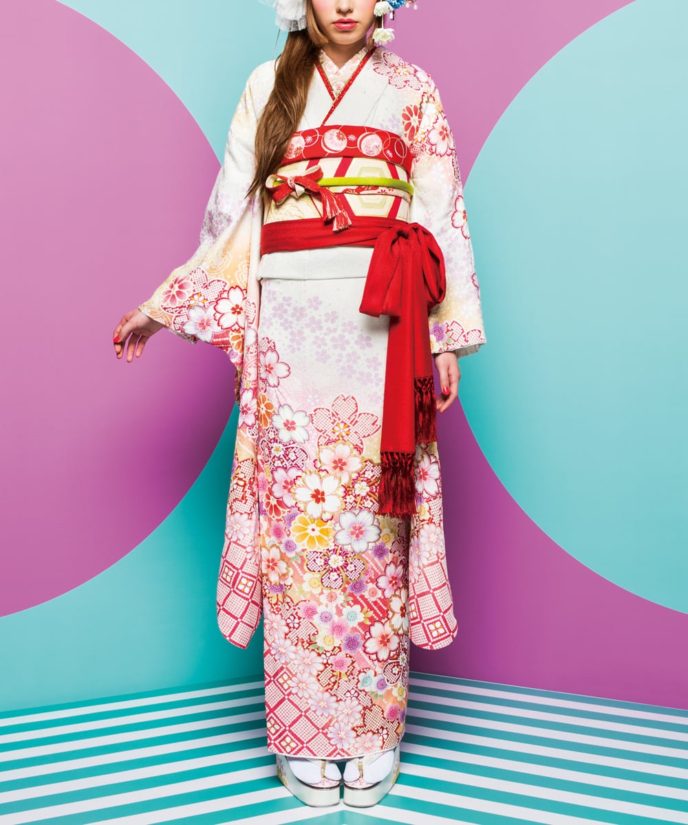 成人式/参列/振袖】キュンとくるふんわり女の子☆オレンジ八重桜 J