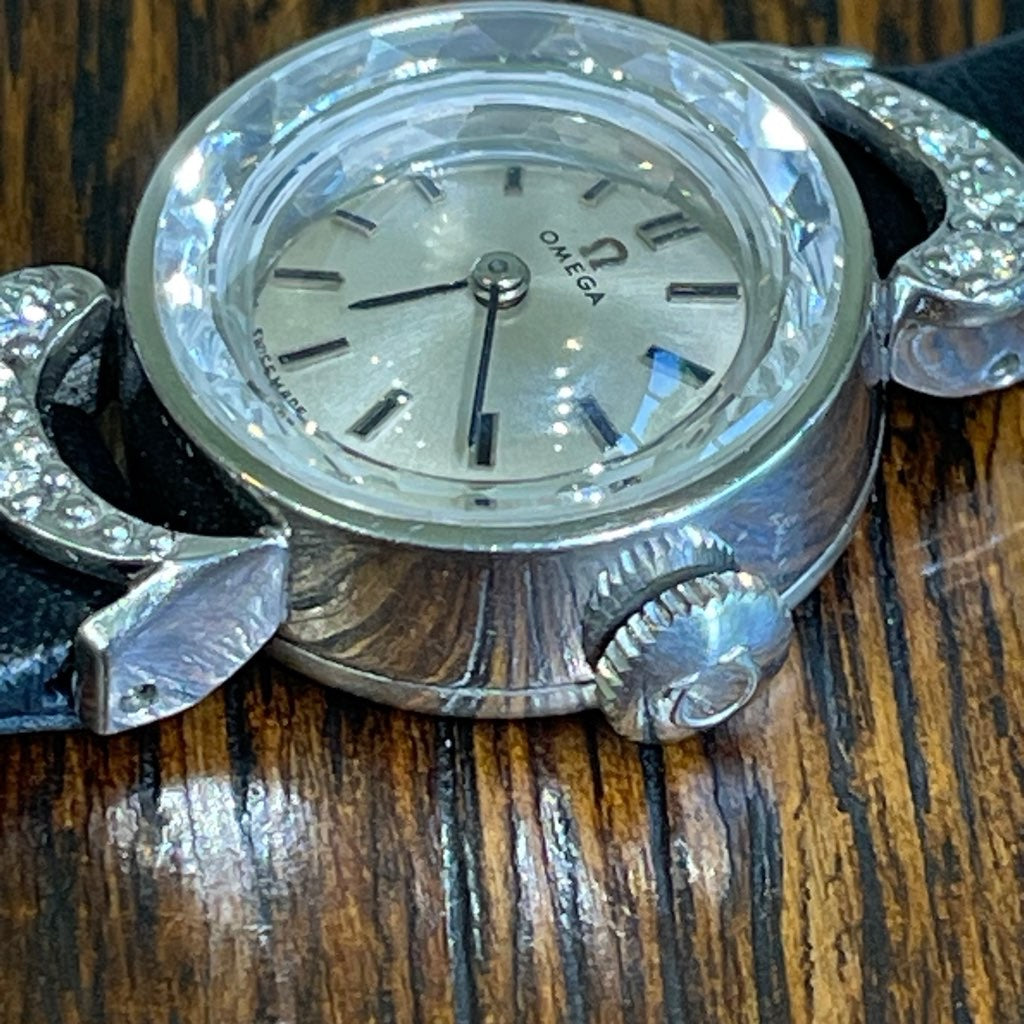 オメガ / OMEGA レディース時計【65】 カットガラス 6Pダイヤ 手巻き