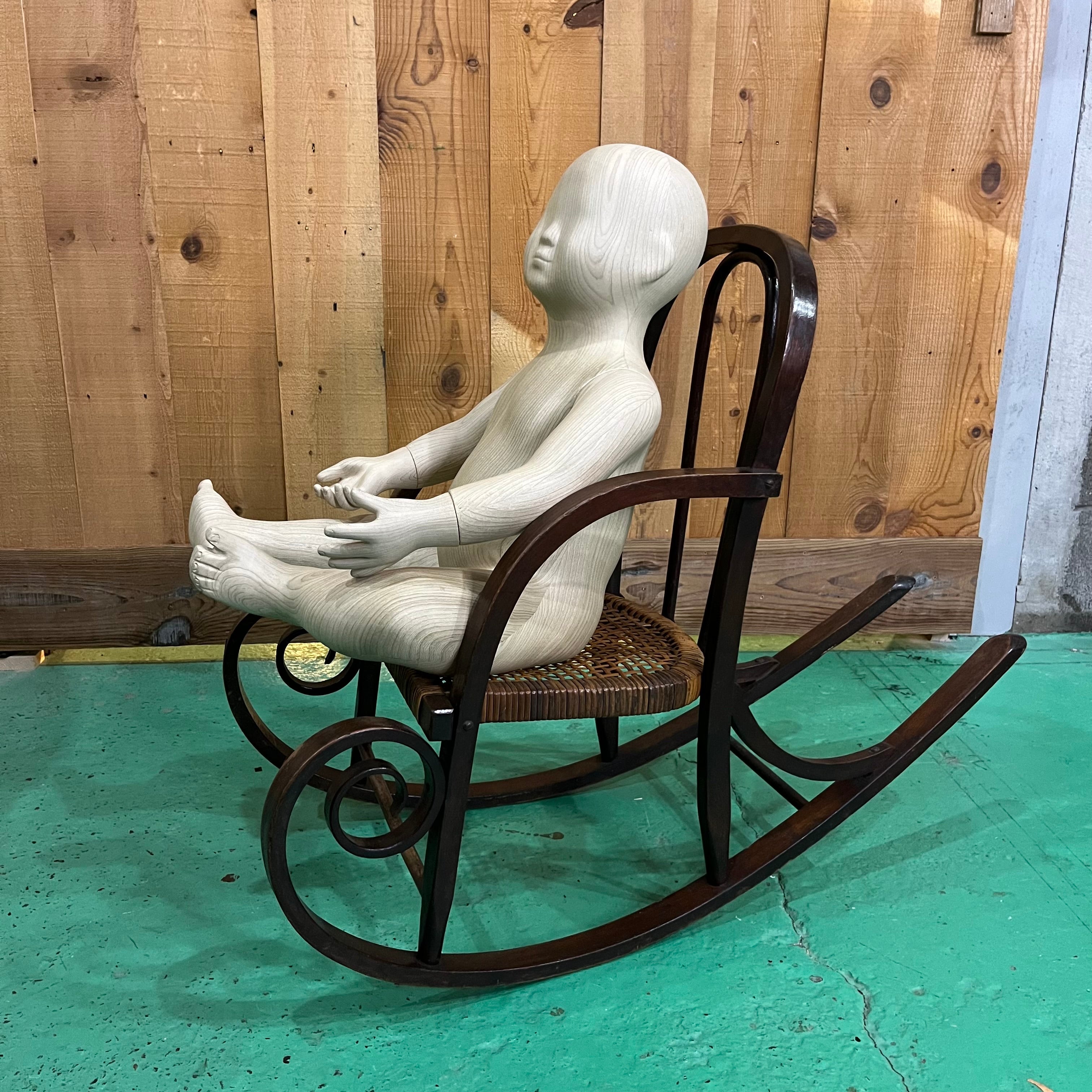籐張り 曲木 キッズロッキングチェア アンティーク 中古 安寧椅子 子供用