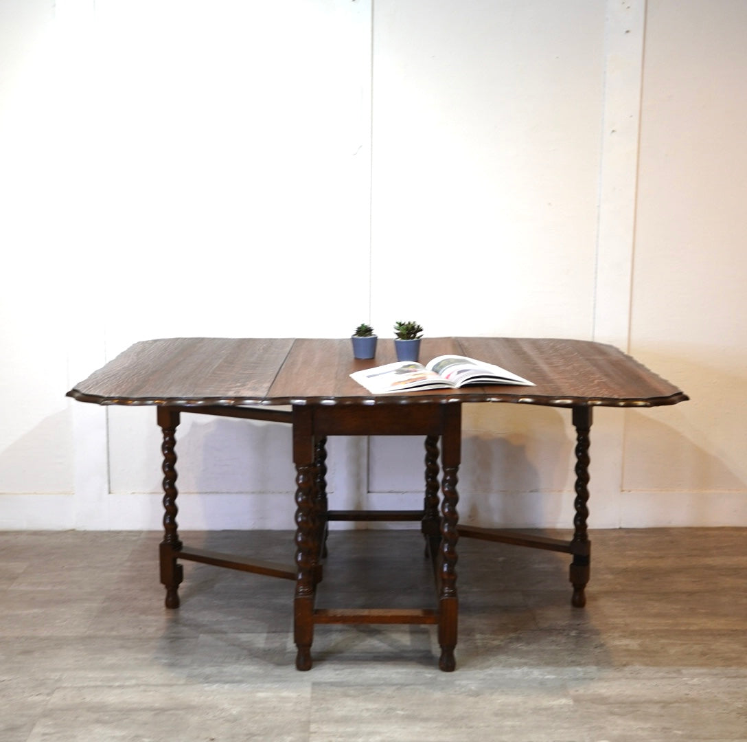 イギリス製 アンティーク 家具 ゲートレッグテーブル ツイスト 英国