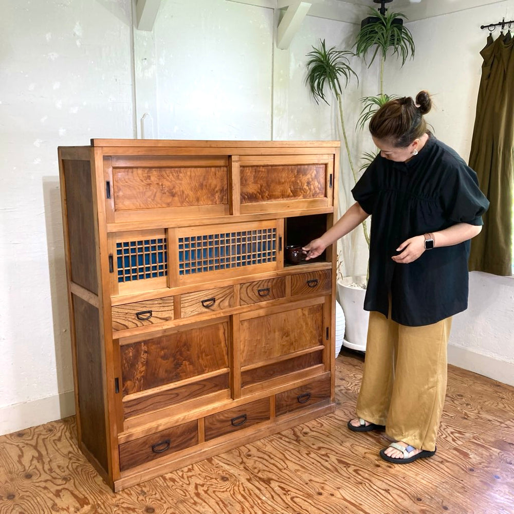 時代庄内箪笥 扉付き 時代家具 時代箪笥 収納タンス 古家具 古民家