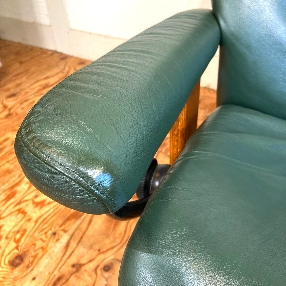 美品☘️ EKORNES エコーネスストレスレス本革オットマングリーン