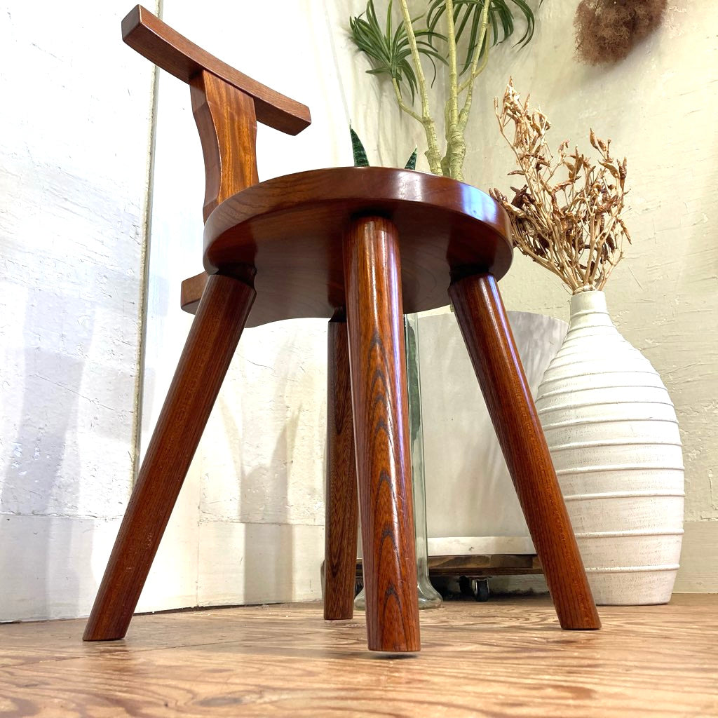 ケヤキ無垢材 ダイニングチェア スツール 中古 小ぶり コンパクト