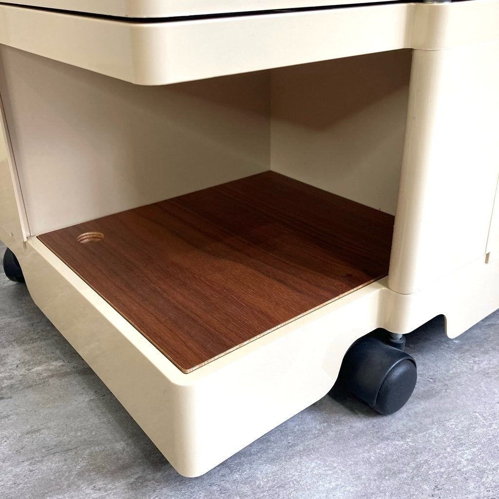 B-LINE ボビーワゴン 2段2トレイ ベージュ ウッドプレート付き 中古