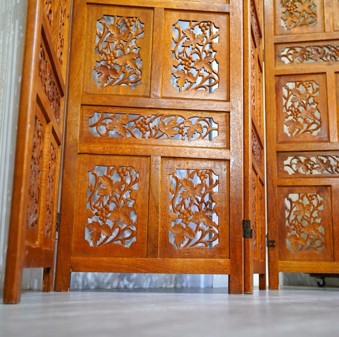 シーシャムウッド パーテーション 木彫り 透かし彫り アジアン