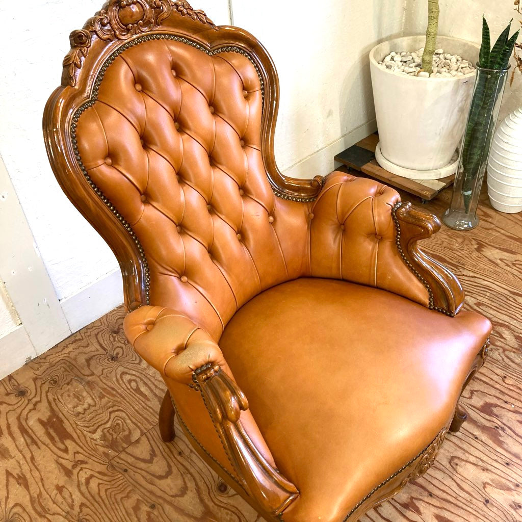 クラシック ロココ 猫脚 木彫 ストライプ アンティーク ヴィンテージ