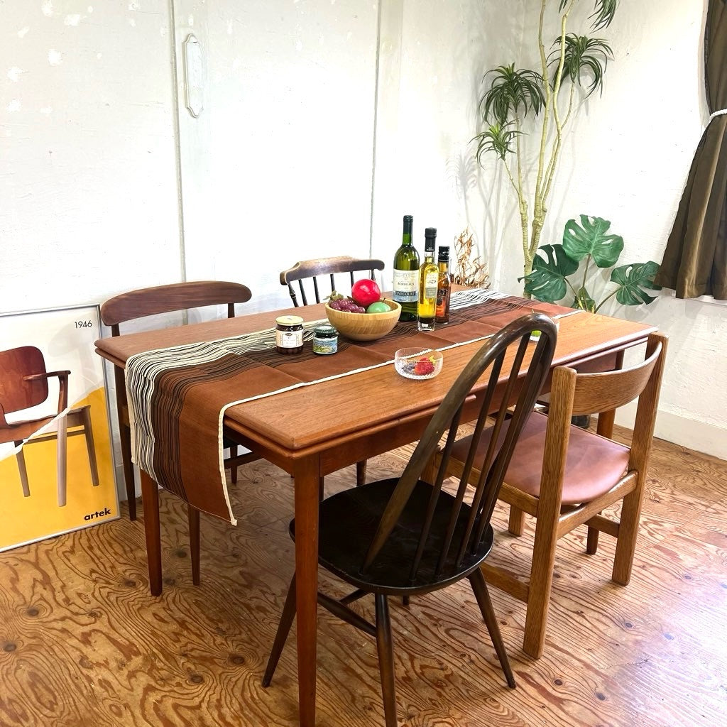 lG29！ ビンテージダイニングテーブル、ドローリーフテーブル伸長式