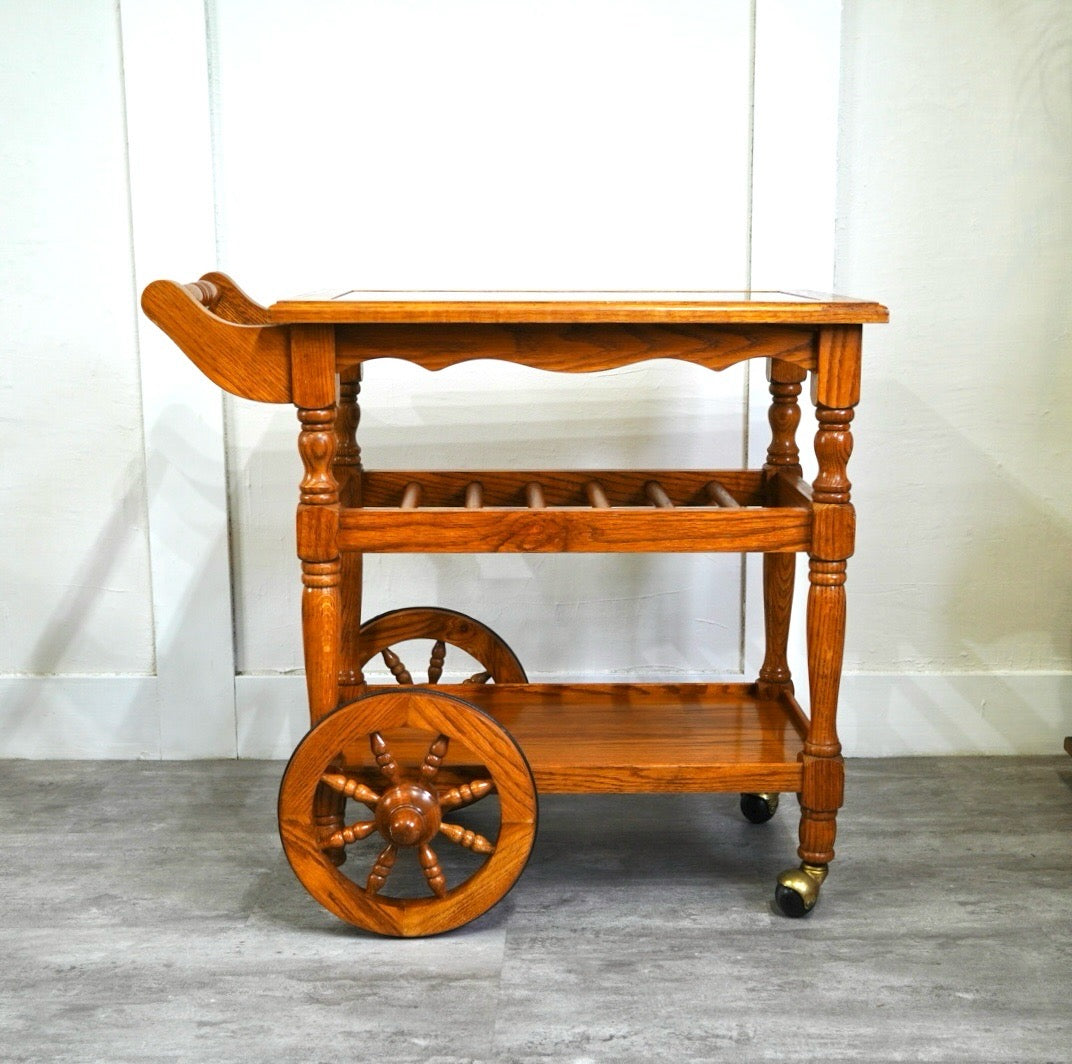 イギリス ヴィンテージ キッチンワゴン トロリー キャスター オーク