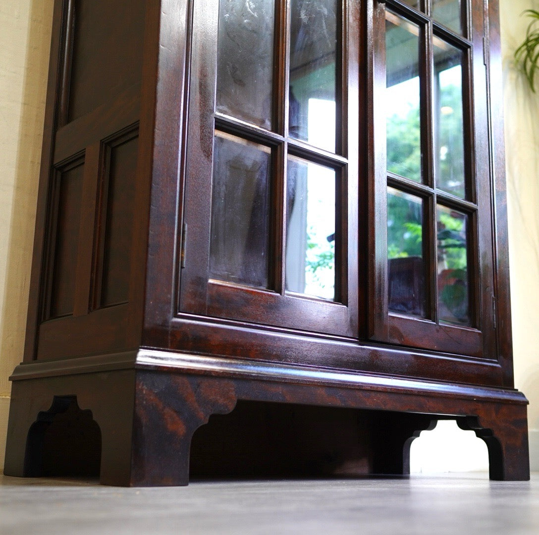 北海道民芸家具 ガラス扉キャビネット 食器棚 北海道民芸家具 ガラス扉